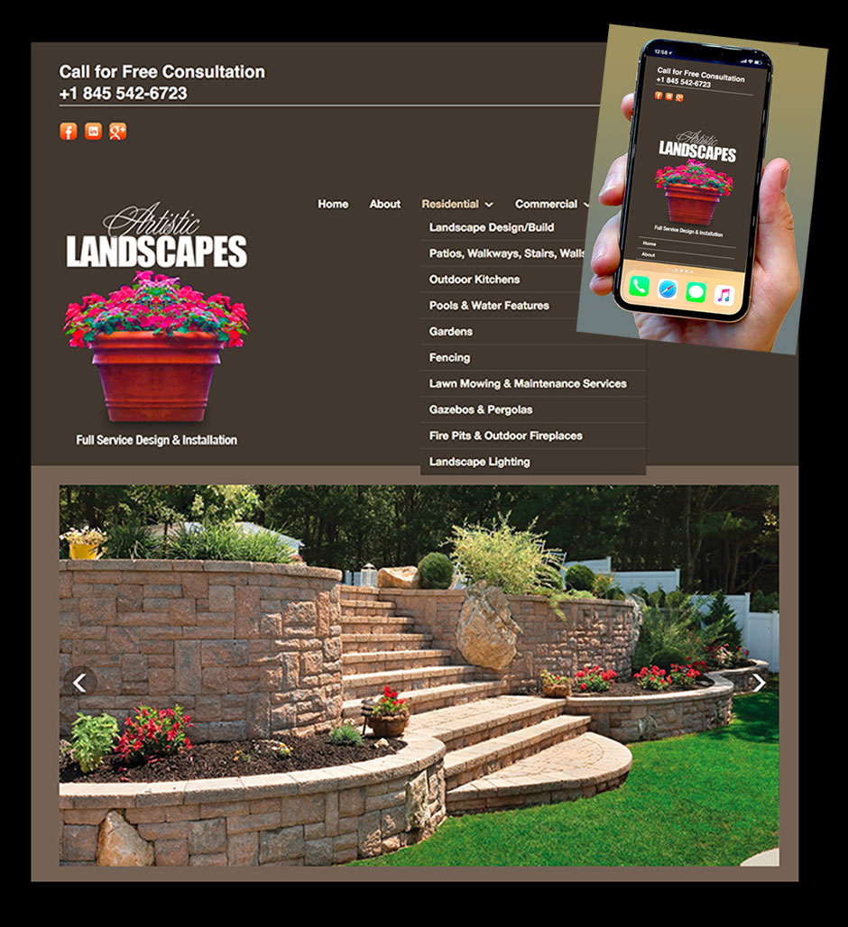 ArtisticLandscapesNY.com Responsive Website to Fit all Computer and Mobile Formats based in Orange County, NY